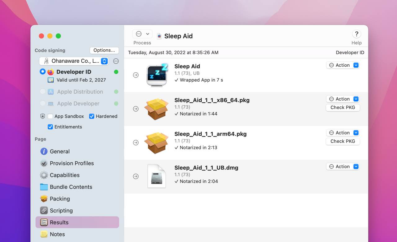 App Wrapper 4.4 Results page, click for a larger view